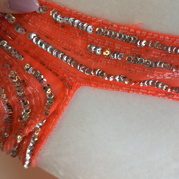 Betsy & Adam One-Shoulder Sequin Backless Gown - Picture 6 of 15